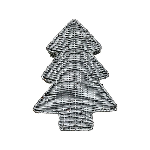 Vintage Silver Christmas Tree Wicker Basket Holiday Decor - Picture 3 of 3